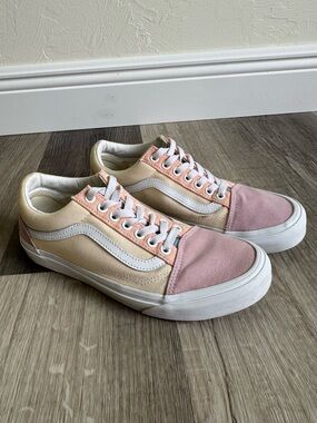 Vans Old Skool Pastel Colorblock Sneakers Women’s 8.5 Pink Cream White